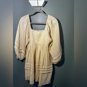 Boho Cream Babydoll Dress – Size Medium (Boutique Style)